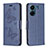 Leather Case Stands Butterfly Flip Cover Holder B01F for Xiaomi Poco C65 Blue