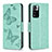 Leather Case Stands Butterfly Flip Cover Holder B01F for Xiaomi Poco X4 NFC Green