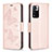 Leather Case Stands Butterfly Flip Cover Holder B01F for Xiaomi Poco X4 NFC Rose Gold