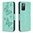 Leather Case Stands Butterfly Flip Cover Holder B01F for Xiaomi Redmi 10 (2022) Green