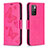 Leather Case Stands Butterfly Flip Cover Holder B01F for Xiaomi Redmi 10 (2022) Hot Pink