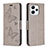 Leather Case Stands Butterfly Flip Cover Holder B01F for Xiaomi Redmi 12 4G Gray