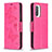 Leather Case Stands Butterfly Flip Cover Holder B01F for Xiaomi Redmi K40 5G Hot Pink