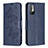 Leather Case Stands Butterfly Flip Cover Holder B01F for Xiaomi Redmi Note 10 5G Blue