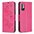 Leather Case Stands Butterfly Flip Cover Holder B01F for Xiaomi Redmi Note 10 5G Hot Pink