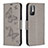 Leather Case Stands Butterfly Flip Cover Holder B01F for Xiaomi Redmi Note 10T 5G Gray