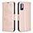 Leather Case Stands Butterfly Flip Cover Holder B01F for Xiaomi Redmi Note 10T 5G Rose Gold