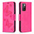 Leather Case Stands Butterfly Flip Cover Holder B01F for Xiaomi Redmi Note 11 4G (2021) Hot Pink