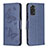 Leather Case Stands Butterfly Flip Cover Holder B01F for Xiaomi Redmi Note 11 4G (2022) Blue