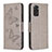 Leather Case Stands Butterfly Flip Cover Holder B01F for Xiaomi Redmi Note 11 4G (2022) Gray