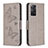 Leather Case Stands Butterfly Flip Cover Holder B01F for Xiaomi Redmi Note 11 Pro 4G Gray