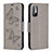 Leather Case Stands Butterfly Flip Cover Holder B01F for Xiaomi Redmi Note 11 SE 5G Gray