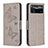 Leather Case Stands Butterfly Flip Cover Holder B01F for Xiaomi Redmi Note 11E Pro 5G Gray