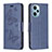 Leather Case Stands Butterfly Flip Cover Holder B01F for Xiaomi Redmi Note 12 Turbo 5G Blue