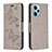 Leather Case Stands Butterfly Flip Cover Holder B01F for Xiaomi Redmi Note 12 Turbo 5G Gray