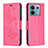 Leather Case Stands Butterfly Flip Cover Holder B01F for Xiaomi Redmi Note 13 Pro 5G Hot Pink