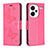 Leather Case Stands Butterfly Flip Cover Holder B01F for Xiaomi Redmi Note 13 Pro+ Plus 5G Hot Pink