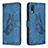 Leather Case Stands Butterfly Flip Cover Holder B02F for Samsung Galaxy A02 Blue