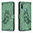 Leather Case Stands Butterfly Flip Cover Holder B02F for Samsung Galaxy A11 Green