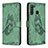 Leather Case Stands Butterfly Flip Cover Holder B02F for Samsung Galaxy A21 Green