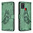 Leather Case Stands Butterfly Flip Cover Holder B02F for Samsung Galaxy A21s Green