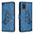 Leather Case Stands Butterfly Flip Cover Holder B02F for Samsung Galaxy A31 Blue