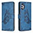 Leather Case Stands Butterfly Flip Cover Holder B02F for Samsung Galaxy A32 4G Blue