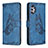 Leather Case Stands Butterfly Flip Cover Holder B02F for Samsung Galaxy A32 5G Blue