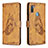 Leather Case Stands Butterfly Flip Cover Holder B02F for Samsung Galaxy M11 Brown