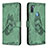 Leather Case Stands Butterfly Flip Cover Holder B02F for Samsung Galaxy M11 Green