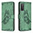Leather Case Stands Butterfly Flip Cover Holder B02F for Samsung Galaxy S20 FE (2022) 5G Green