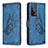 Leather Case Stands Butterfly Flip Cover Holder B02F for Xiaomi Mi 10T 5G Blue