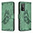 Leather Case Stands Butterfly Flip Cover Holder B02F for Xiaomi Mi 10T 5G Green