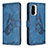 Leather Case Stands Butterfly Flip Cover Holder B02F for Xiaomi Poco F3 5G Blue