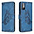 Leather Case Stands Butterfly Flip Cover Holder B02F for Xiaomi POCO M3 Pro 5G Blue