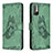 Leather Case Stands Butterfly Flip Cover Holder B02F for Xiaomi POCO M3 Pro 5G Green