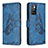 Leather Case Stands Butterfly Flip Cover Holder B02F for Xiaomi Redmi 10 (2022) Blue