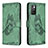 Leather Case Stands Butterfly Flip Cover Holder B02F for Xiaomi Redmi 10 4G Green