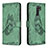 Leather Case Stands Butterfly Flip Cover Holder B02F for Xiaomi Redmi 9 Prime India Green