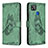 Leather Case Stands Butterfly Flip Cover Holder B02F for Xiaomi Redmi 9C NFC Green