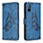 Leather Case Stands Butterfly Flip Cover Holder B02F for Xiaomi Redmi 9i Blue