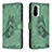 Leather Case Stands Butterfly Flip Cover Holder B02F for Xiaomi Redmi K40 5G Green