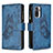 Leather Case Stands Butterfly Flip Cover Holder B02F for Xiaomi Redmi Note 10 4G Blue