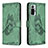 Leather Case Stands Butterfly Flip Cover Holder B02F for Xiaomi Redmi Note 10 Pro 4G Green