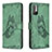Leather Case Stands Butterfly Flip Cover Holder B02F for Xiaomi Redmi Note 10T 5G Green
