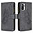 Leather Case Stands Butterfly Flip Cover Holder B02F for Xiaomi Redmi Note 11 SE India 4G Black