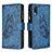 Leather Case Stands Butterfly Flip Cover Holder B03F for Samsung Galaxy A02 Blue