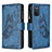 Leather Case Stands Butterfly Flip Cover Holder B03F for Samsung Galaxy A02s Blue