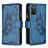 Leather Case Stands Butterfly Flip Cover Holder B03F for Samsung Galaxy A03s Blue