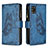 Leather Case Stands Butterfly Flip Cover Holder B03F for Samsung Galaxy A31 Blue